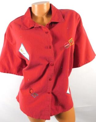 #ad Bobbie brooks red multi color paradise postal women#x27;s plus size top XL 16 18 $13.99