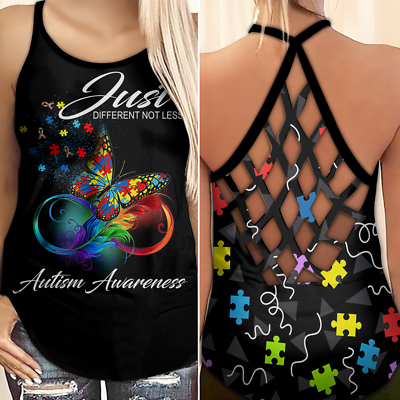 #ad Autism Awareness Criss Cross Tank Top Just Different Not Less Gift For Women $39.95