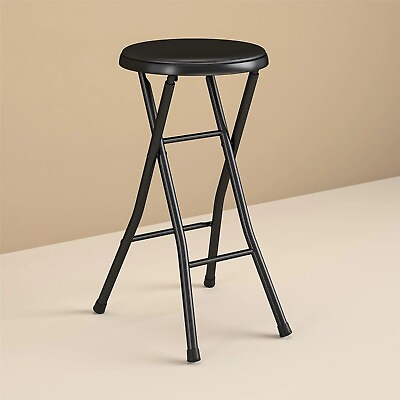 #ad Folding Metal Stool Portable Indoor Counter Bar Stools，Durable And Sturdy，Black $14.89