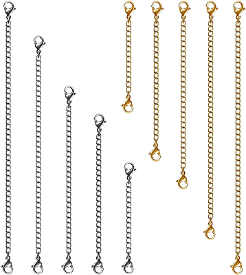 Necklace Extenders 10Pcs Stainless Steel Gold Silver Necklace Bracelet Anklet E $14.36
