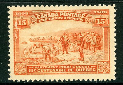 #ad Canada 1908 Quebec Tercentennary 15¢ Red Orange Scott # 102 MNH G139 $467.50