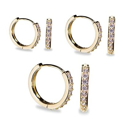 #ad Gold Hoops Earrings 3 Pcs Set $30.97
