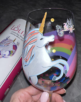 #ad #ad LOLITA Hand Painted Unicorn Wine Glass Diamante Glasses Bling Gift $32.90