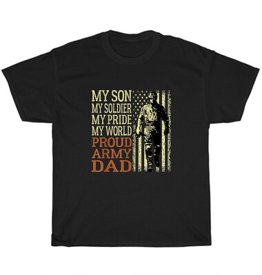 #ad Proud Army Dad Father My Son Is A Soldier Hero Military American US Flag T Shirt $20.99