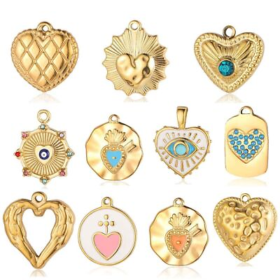 #ad Stainless Steel Heart Charms Enamel Love Hearts Pendants DIY Jewelry Making 1pc $18.71