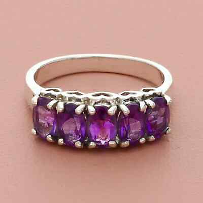 #ad sterling silver oval cut purple amethyst ring size 7.75 $33.60