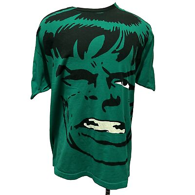 #ad Mens 2XL Big Face Incredible Hulk All Over Print T Shirt Vintage Y2K Marvel $49.99