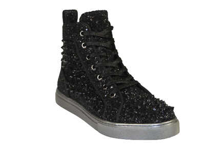 #ad Mens High Top Shoes By FIESSO AURELIO GARCIA Spikes Rhine stones 2409 Black $199.99