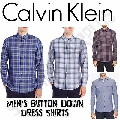 Calvin Klein CK Men#x27;s Long Sleeve Button Down Shirt Variety NWT 100% Cotton $14.99