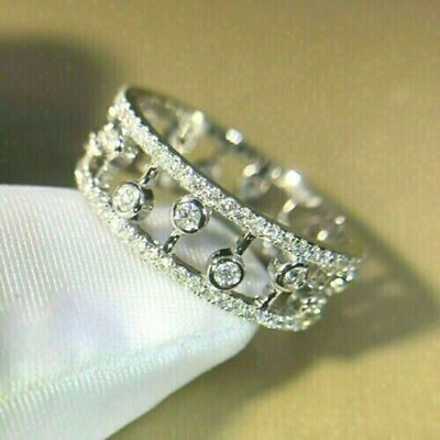 #ad 2.25Ct Round Cut Simulated Diamond Beautiful Eternity Ring 14K White Gold Plated $69.99