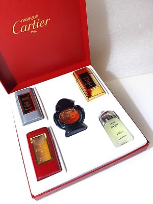 PARFUMS CARTIER COFFRET ✿ 5 Mini Miniature Perfumes Gift Box ULTRA RARE $159.99