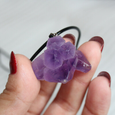 #ad Natural Purple Amethyst Crystal Cluster Pendant Quartz Necklace Chakra Healing $1.70