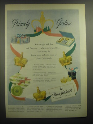 1945 Prince Matchabelli Perfumes and Colognes Ad Princely Gesture $16.99