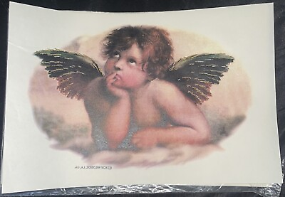 #ad Authentic VINTAGE Angel Cherub Religon Heat Iron On T Shirt Transfer 80s 90s $6.99