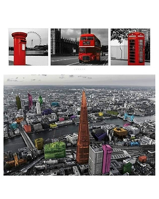 #ad London 2 Individual Posters Red Triptych Color Splash England Urban Zone Red UK $17.99