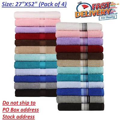 #ad Extra Large Bath Towels 100% Cotton 27quot;X52quot; 4 Bath Towel Set Soft Quick Dry $10.99