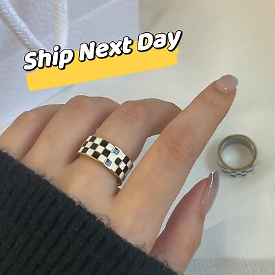 #ad Checkered Ring Black and White Ring Checker Ring Checkerboard Ring $13.58