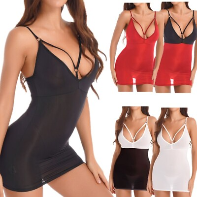 #ad Women#x27;s Sexy Spaghetti Straps Dresses Low Cut Sleeveless Backless Bodycon Dress $9.19