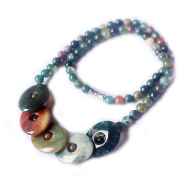 Mom#x27;s Jewelry Gift Natural Multi India Rainbow Agate Gemstone Charming Necklace $17.39