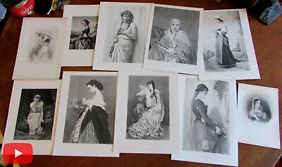 #ad Beautiful women 19th century idealized beauty lot of 10 nice old prints $147.50