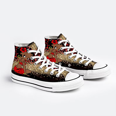 #ad African Betty Boop Shoes Betty Boop Cartoon Gift Printed High Top Shoes. $65.99