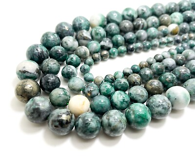 #ad Rare Pyrite in Jade Green Polished Smooth Round Natural Gemstone Beads RN155 $17.95