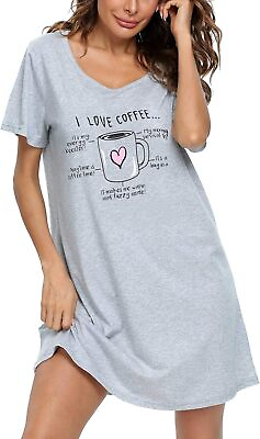 #ad ENJOYNIGHT Womens Cotton Nightgown Short Sleeves Sleepshirt Print Nightshirt $28.32