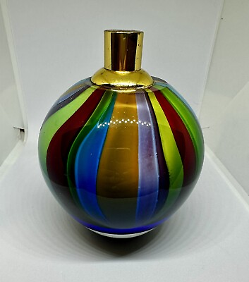 #ad #ad Murano Perfume Atomizer Vintage Rainbow Striped Glass $65.00