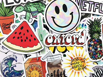 #ad 50 Mixed Colors Sticker Lot Book Fun Pack Skateboard Laptop Car Decals $5.49