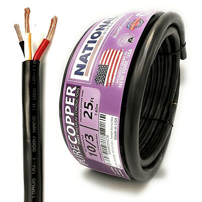 #ad NATIONAL Wireamp;Cable 10 Gauge 3 Conductors Premium Electrical Wire Made in... $91.01