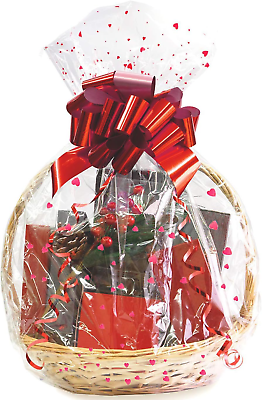 #ad #ad Valentine#x27;s Day Clear Basket Bags 10Pack 22x32 Inches Large Cellophane Bags for $11.21
