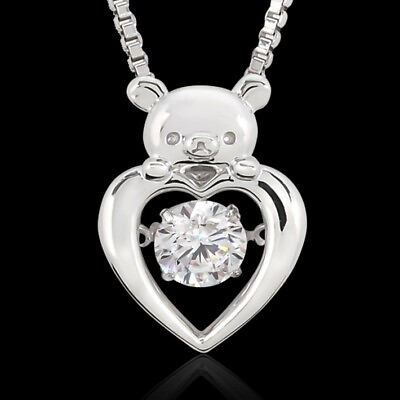 #ad Rilakkuma Dancing Stone Necklace Silver Heart Pendant Original Box Gift Japan $187.96