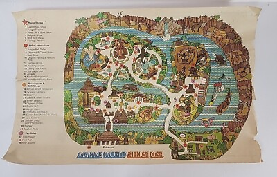 #ad RARE Marine World Africa USA Amusement Park Souvenir Map 14quot; X 9.5quot; Circa 1972 $49.95