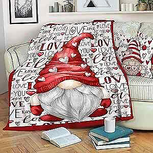 #ad Blanket Throw with Love English Letters Love You Red Gnome $56.73