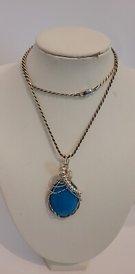 #ad Handcrafted Natural Stone Pendent Necklace. Chain Marked 925 $8.30