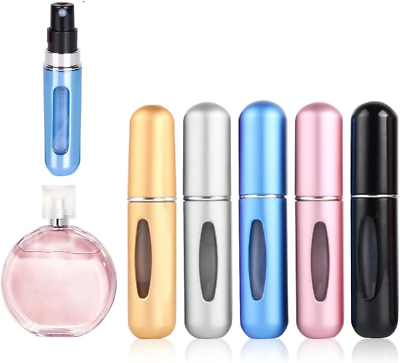 #ad 5PCS Mini Travel Perfume Atomizer Bottle Refillable Portable Spray Pump Case $7.66