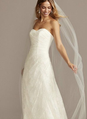 #ad Davids Bridal WG3263 Ivory Cream Lace Sequin Mermaid Wedding Women Sz 4 $650 Y66 $74.99