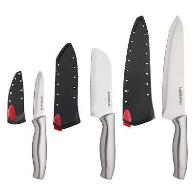 #ad 6 piece Chef Set Stamped Stainless Steel with Black Sheaths $20.16
