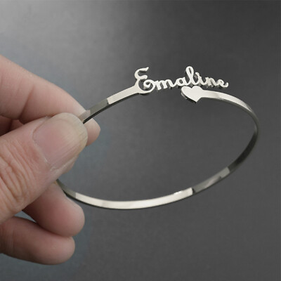 #ad Custom Name Bangle Nameplate Open Cuff Bracelet Stainless Steel Women Jewelry $6.47