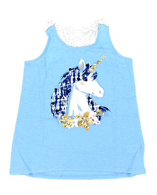 #ad Justice Girls Unicorn Lace Glitter Tank Top Summer Graphic 8 10 12 14 16 18 20 $9.60