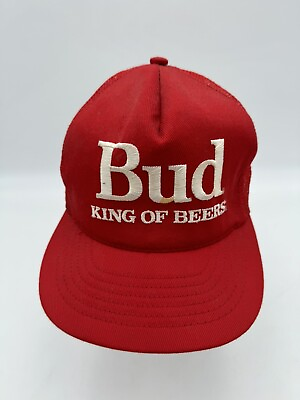 #ad Vintage Anheuser Busch “Bud King of Beers” Snapback Trucker Hat Cap New See Pics $18.99