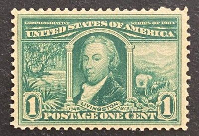 #ad US Stamp Scott #323 1c Louisiana Purchase: Livingston M LH. Beautiful $25.00