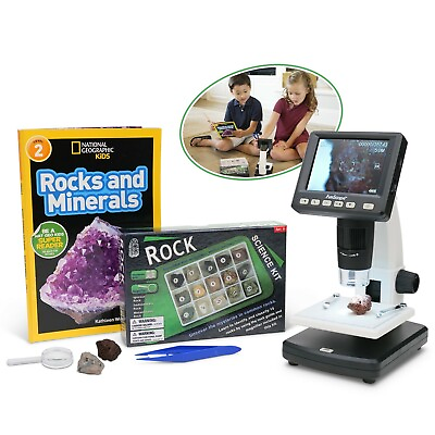 #ad IQCREW Amscope Kids Portable LCD Digital Microscope with Rock and Mineral Kit $93.99