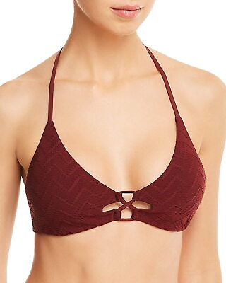 #ad SOLUNA Lace Up Front Textured Bikini Top MSRP $50 Size M # 30C 224 NEW $10.65