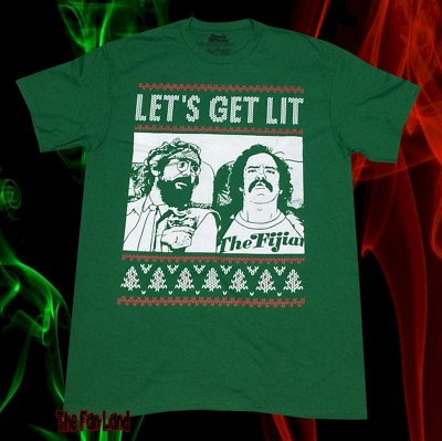 #ad New Cheech amp; Chong Lets Get Lit Ugly Christmas Mens T Shirt $16.95