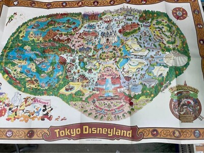 #ad Tokyo Disneyland Souvenir Map Park Map Retro Vintage Mickey Disney Resort 40Yago $107.00