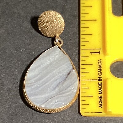 #ad Druzy Drusy Crystal Gray stone gold Tone earrings $87.00
