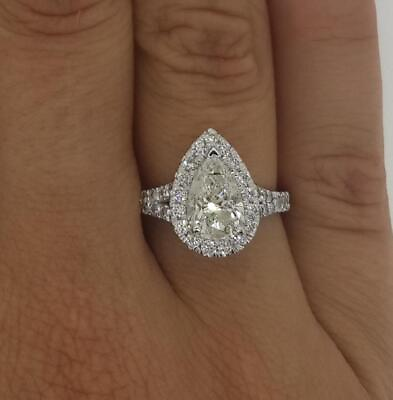 #ad #ad 1.7 Ct Pave Split Shank Pear Cut Diamond Engagement Ring VS1 G White Gold 18k $3027.00