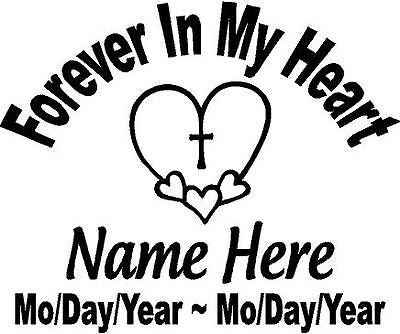 #ad In Loving Memory Of 12quot; HEART w cross Decal Window Personalized Memorial car $17.99