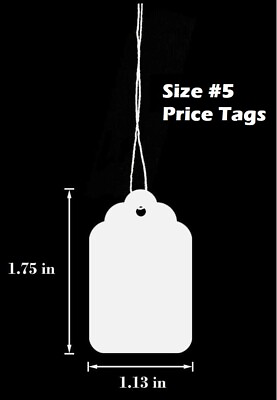 #ad Garage Sale Price Tags Size #5 Blank White Merchandise Hang String Strung $8.99